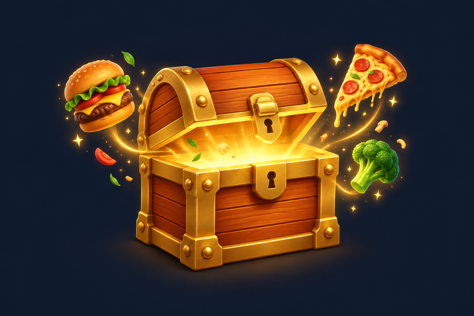A glowing golden treasure chest